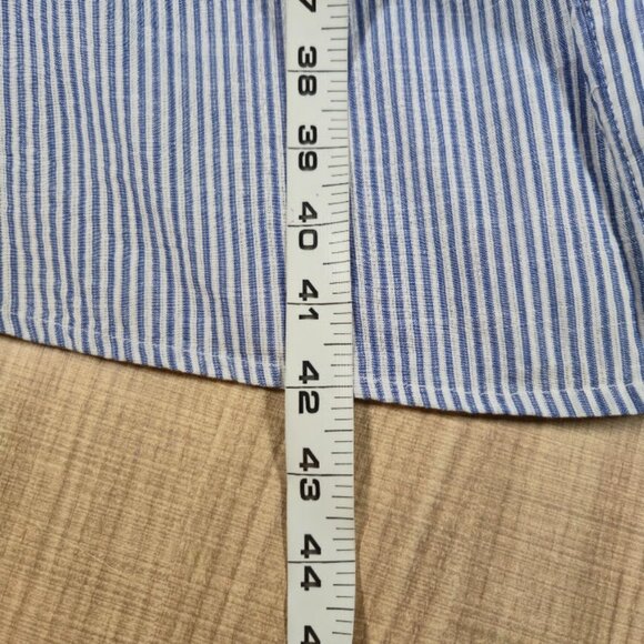 Parallel Skies Midi Shirt Dress Size Large Blue Striped Preppy Classic Cotton - Picture 6 of 7